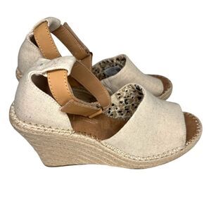 TOMS Marisol Peep Wedge Sandals Natural Size: 8.5W